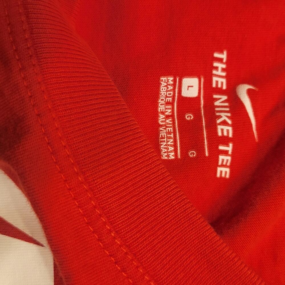 Nike Red Cropped Tee White Swoosh Logo Size L - Picture 4 of 5